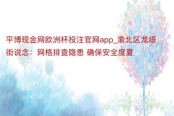 平博现金网欧洲杯投注官网app_渝北区龙塔街说念：网格排查隐患 确保安全度夏