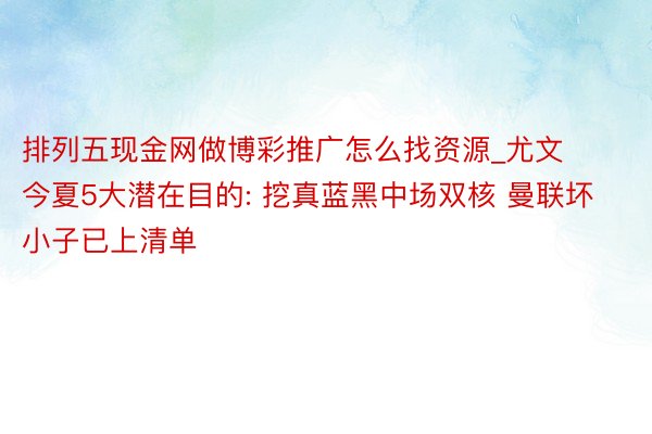 排列五现金网做博彩推广怎么找资源_尤文今夏5大潜在目的: 挖真蓝黑中场双核 曼联坏小子已上清单